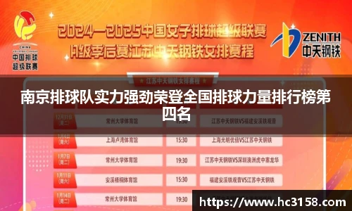 南京排球队实力强劲荣登全国排球力量排行榜第四名